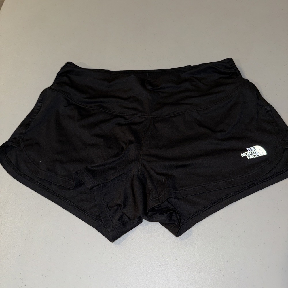 The North Face Shorts Small/ Med  Black Running Lined Zip Pocket